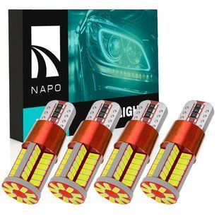 Комплект світлодіодних ламп NAPO LED T10-3014-57smd-CAN W5W T10 колір світіння білий 4 шт N01004W04 фото