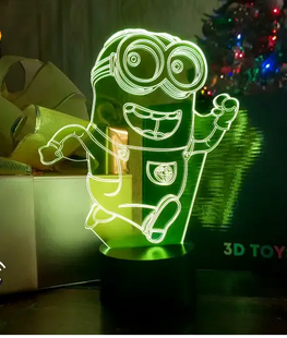3D світильник нічник з пультом "Міньйон" 3DTOYSLAMP 04-016 фото