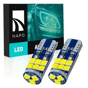 Комплект світлодіодних ламп NAPO LED T10-3030-15smd W5W T10 колір світіння білий 2 шт N01040W02 фото