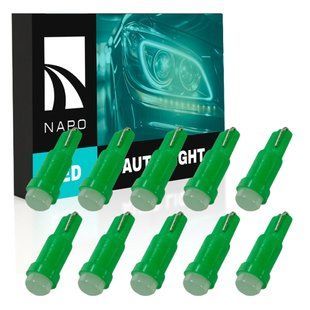 Комплект светодиодных ламп NAPO LED T5-1led-A T5 W1,2W 10 шт цвет свечения зеленый N15300G10 фото