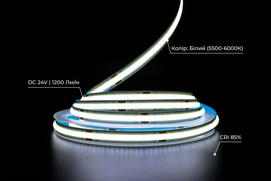 Світлодіодна стрічка DC24V IP20 холодний білий. PROLUМ СОВ 320 LED (котушка. Ціна за метр) *350011 фото