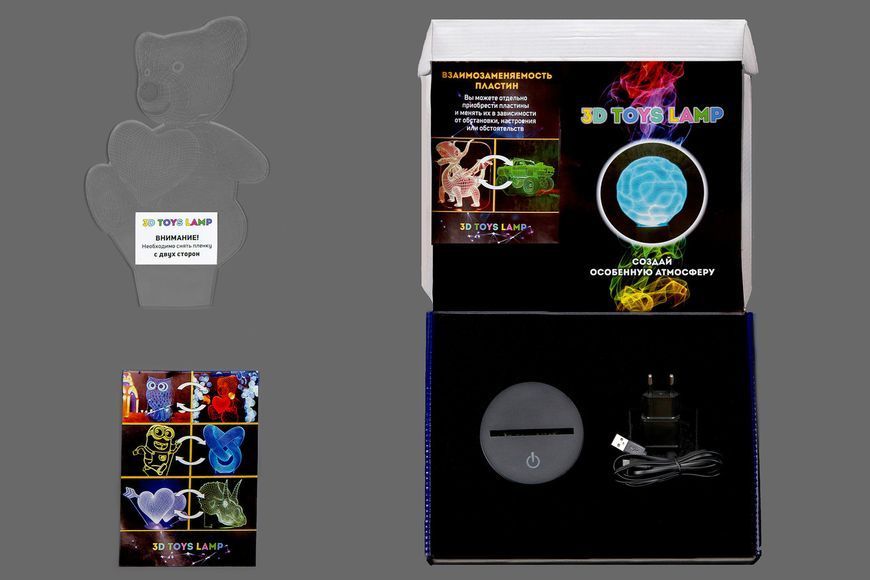 3D светильник ночник с пультом "Кубик" 3DTOYSLAMP 03-009 фото