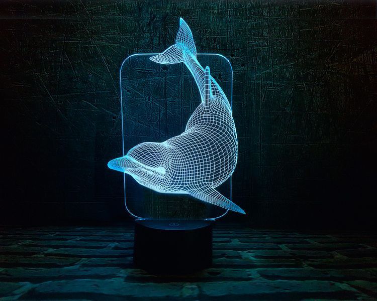 3D світильник нічник з пультом "Дельфін" 3DTOYSLAMP 02-004 фото